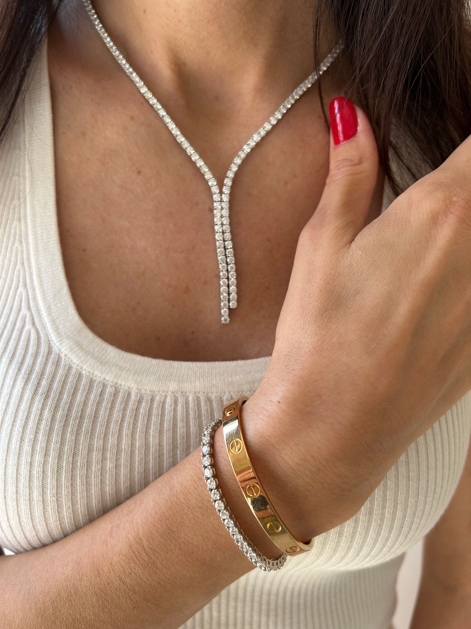 Λευκόχρυσο Κολιέ 18Κ με Διαμάντια