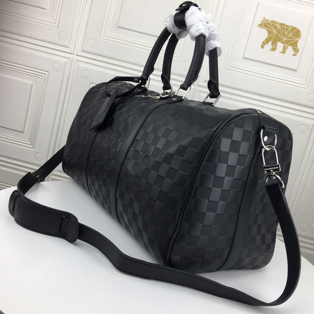 Leather Embossed Lattice Duffel