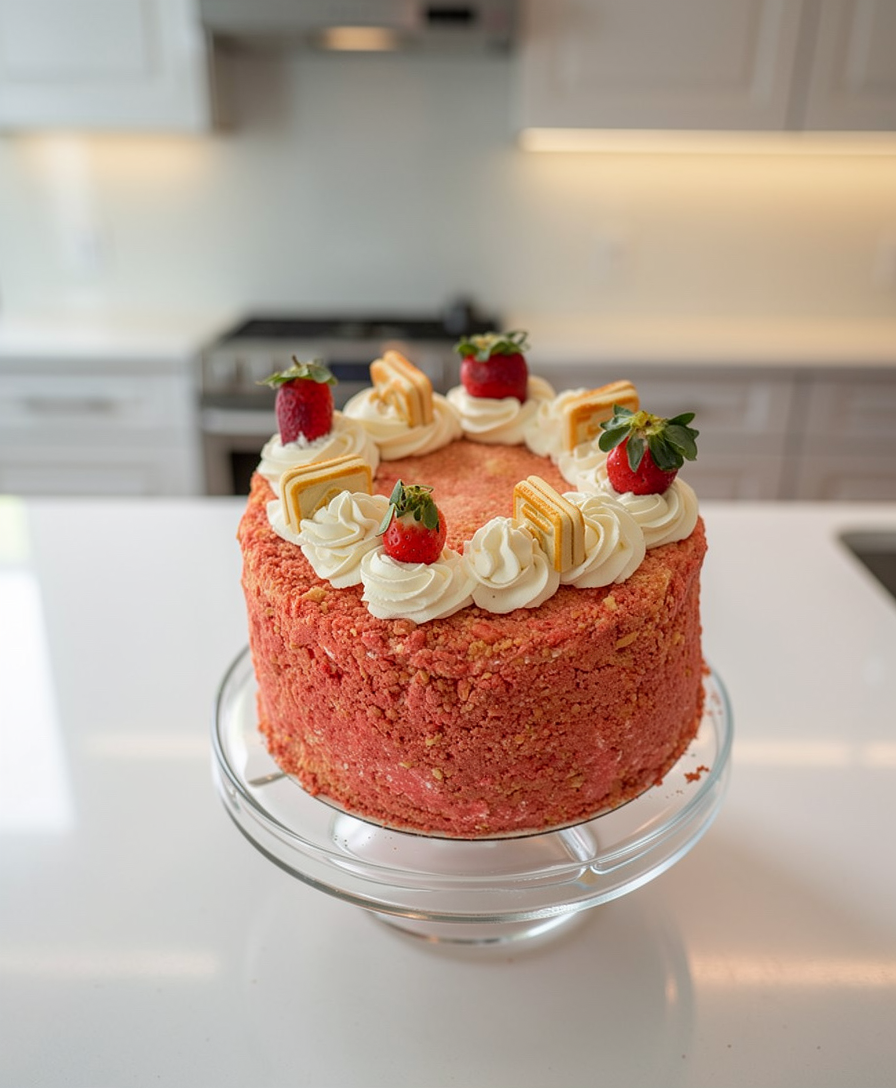 Strawberry Crunch Cake/ Cheesecake