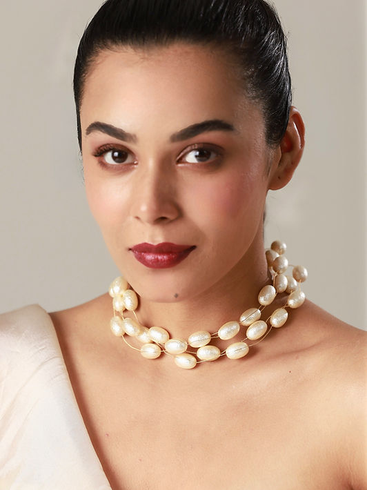 Luna Line faux pearl string necklace by SONM — elegant, timeless design perfect for any occasion. Shop the collection now at SONM