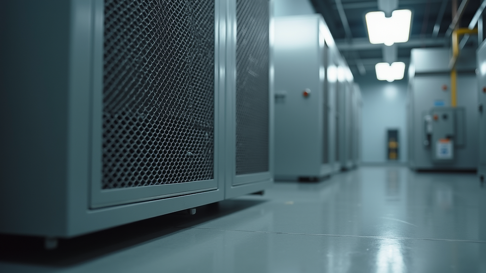 Eye-level view of a clean and modern furnace unit