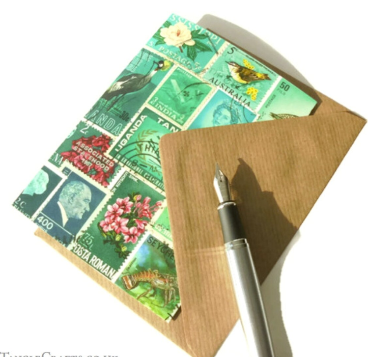Thumbnail: 8 Mixed design cards - tonal postage stamp notecards | printed front, blank