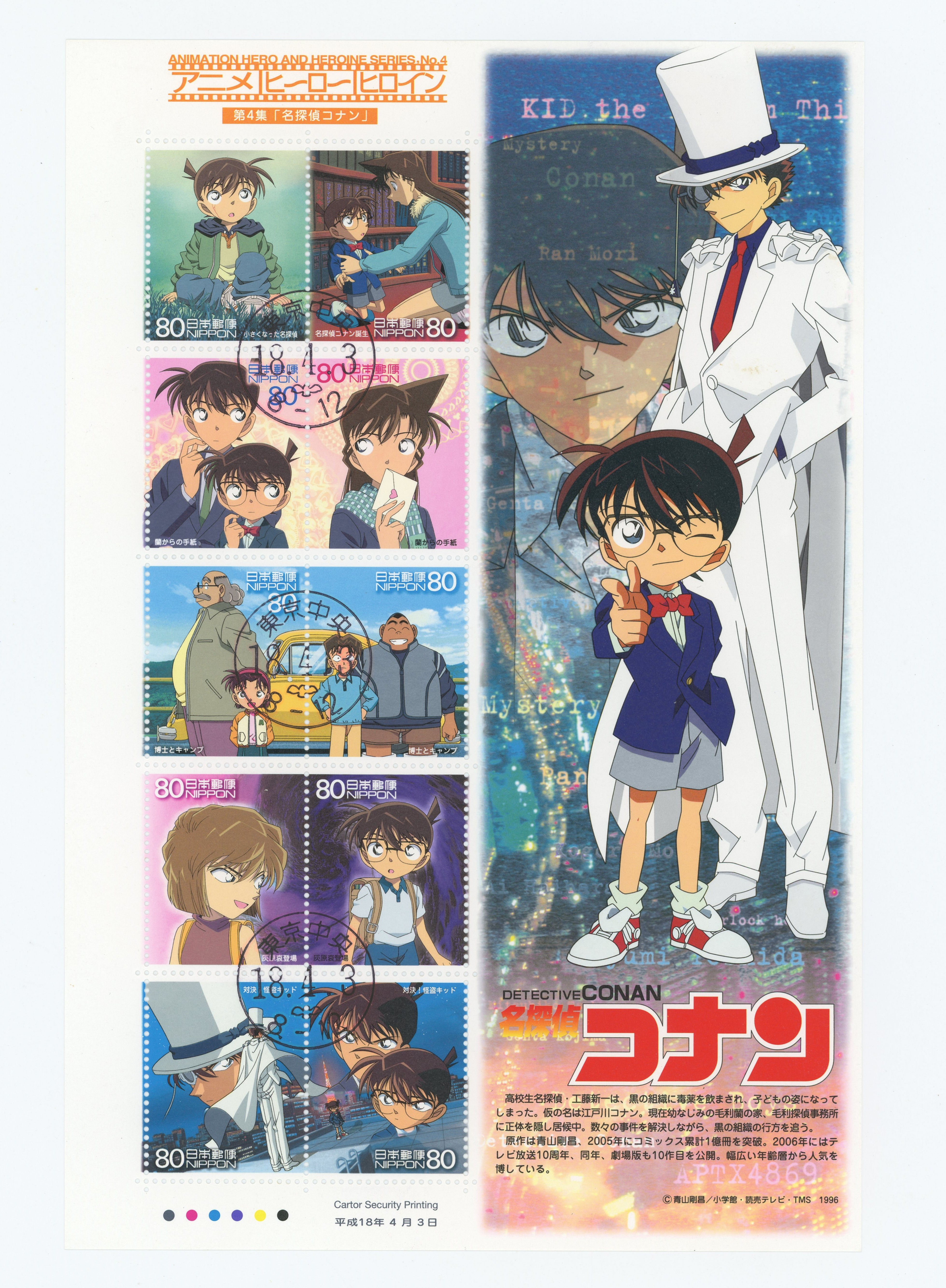 Japan 2006 Animation Hero Heroine No.4 Conan Full Sheet Stamps USED Cancelled