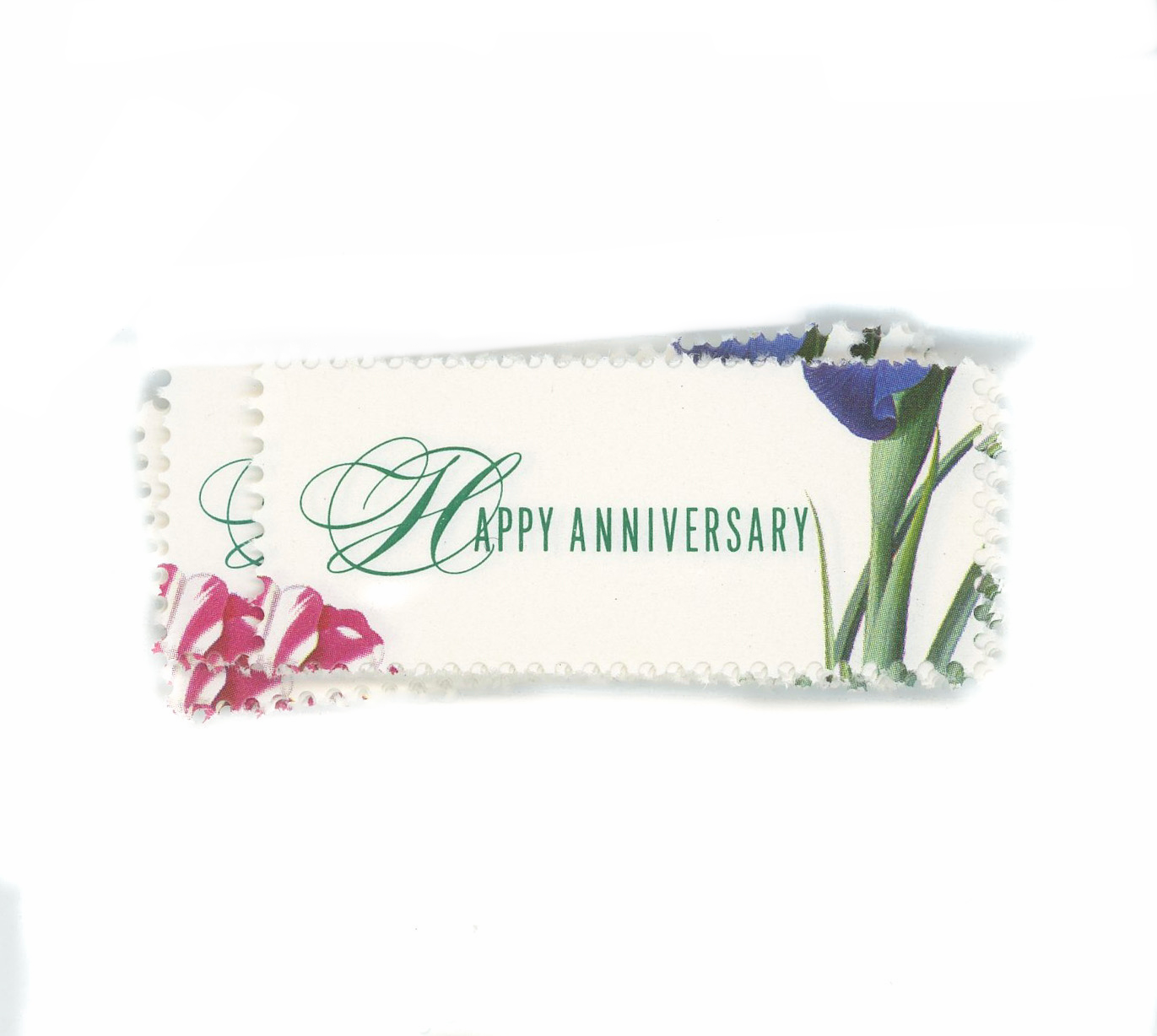 20 x HAPPY ANNIVERSARY gummed stamp gutters seals - postal ephemera Floral