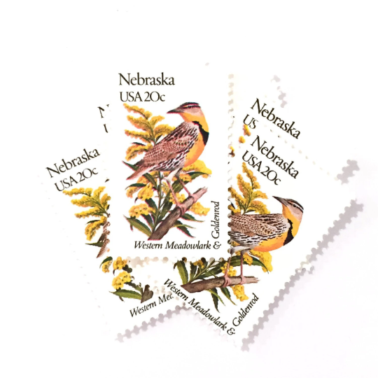 10 x Nebraska 20 cent Western Meadowlark & Goldenrod - UNused 1982 Stamps