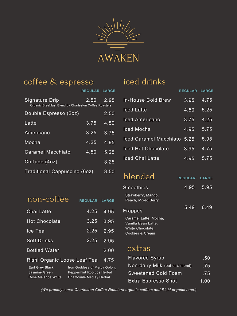Awake Menu Welcome to Awaken! | Awaken