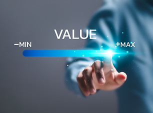 Businessman touch virtual screen of progress bar with the word VALUE for growth value, inc