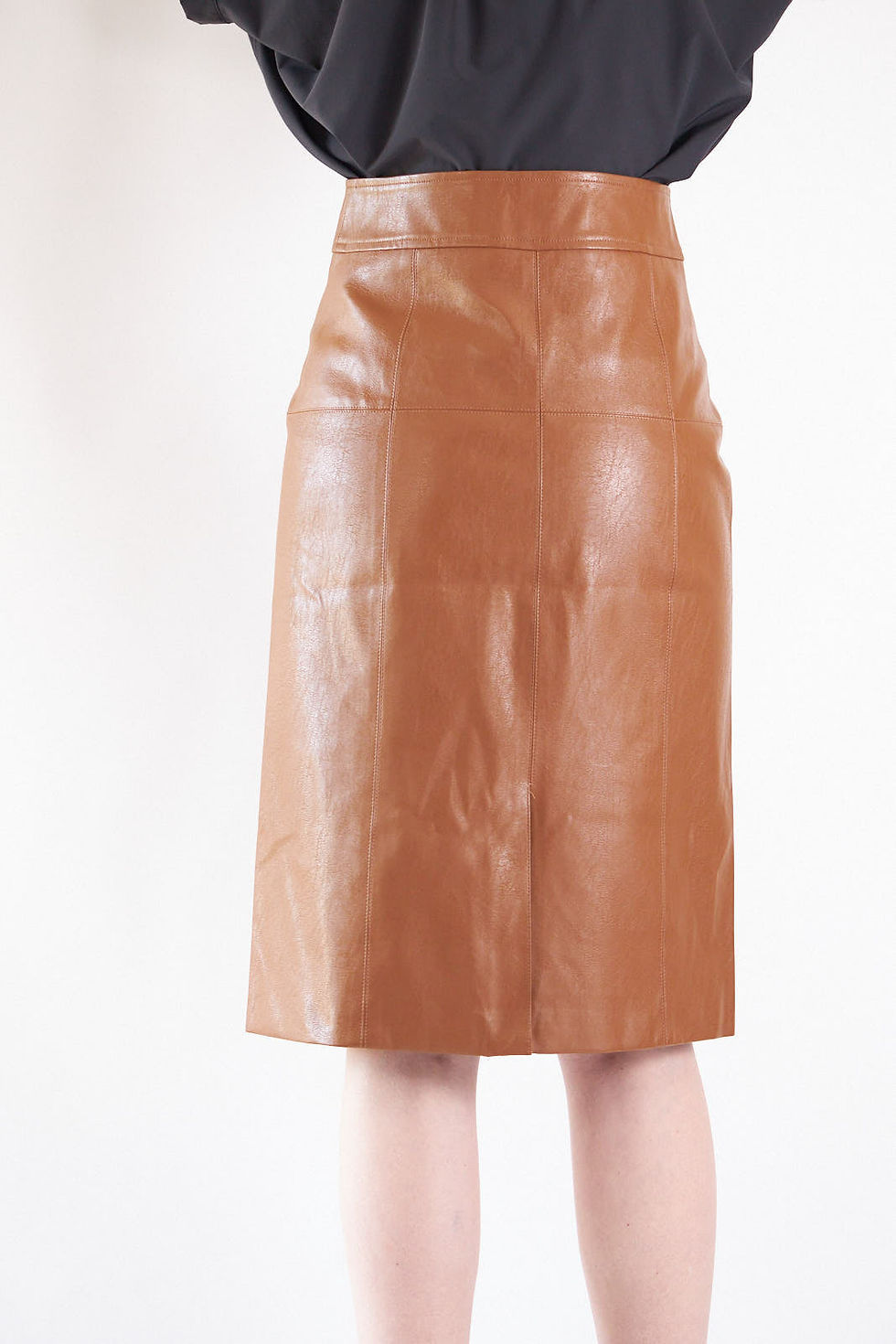 Thumbnail: Power Woman- Dark Hazel Leather Skirt