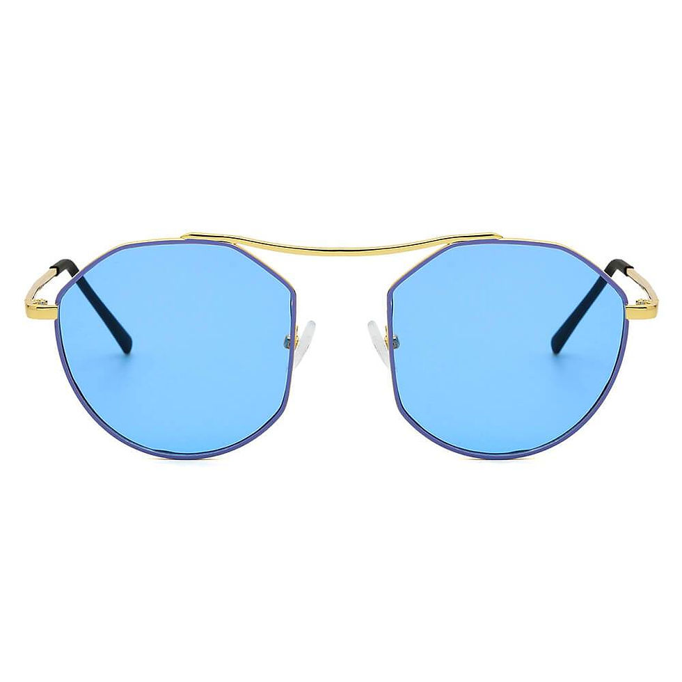 Thumbnail: CHOCTAW - Round Tinted Geometric Brow-Bar Fashion Sunglasses