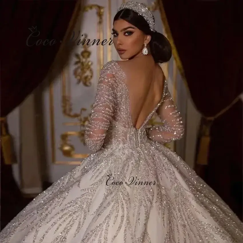 Miniatura: Customized 2026 New Mid East Luxury Wedding Dresses Ball Gown Long Sleeves