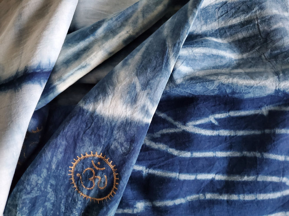 Thumbnail: Indigo Dyed Hand Printed Cotton Fabric
