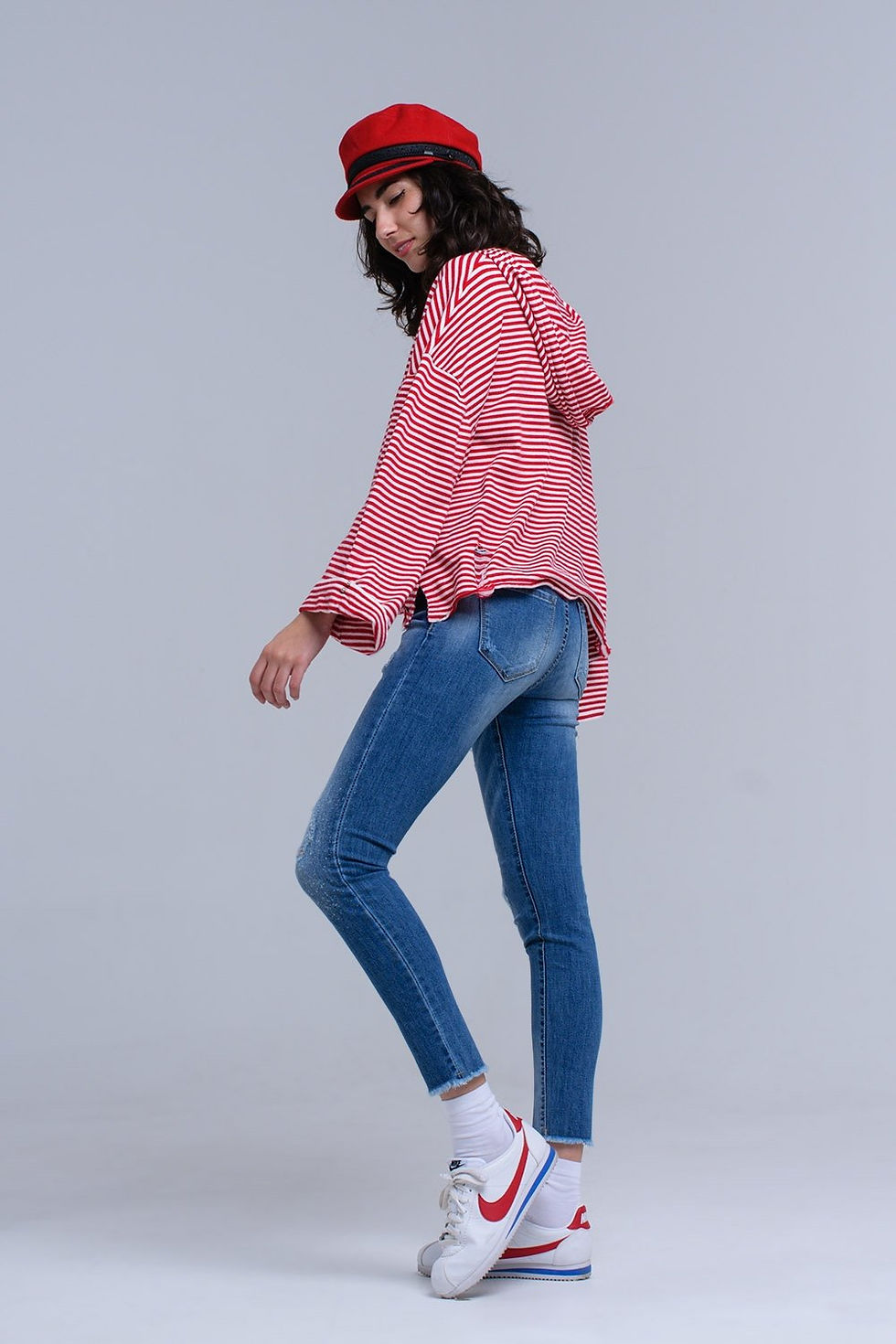 Thumbnail: Distressed Skinny Jeans With Fringes