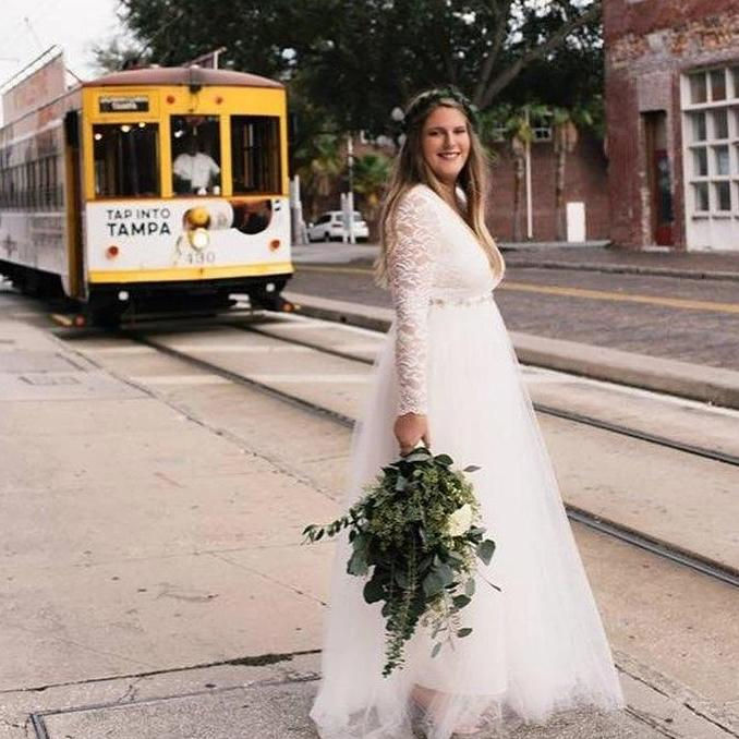 Thumbnail: Ivory Tulle & Lace Maxi Dress #1125