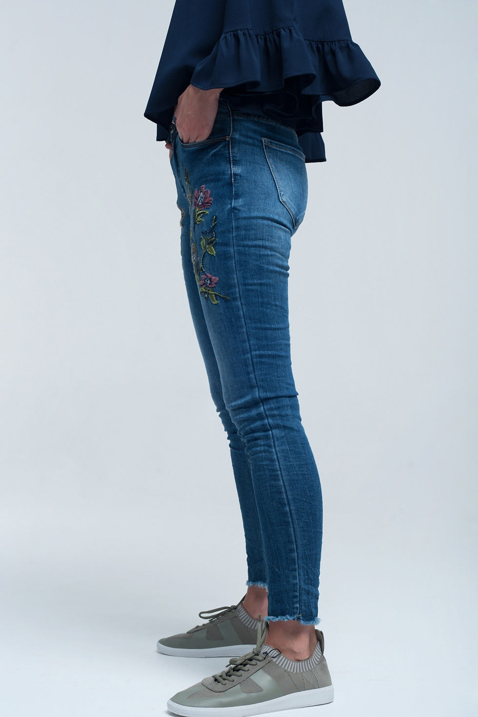 Thumbnail: Blue Skinny Jean With Embroideries