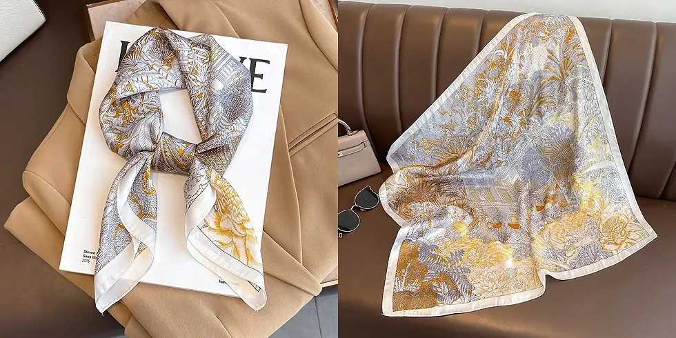 Thumbnail: Luxury Floral Print Silk Square Scarf Women Soft Satin Kerchief Hairband