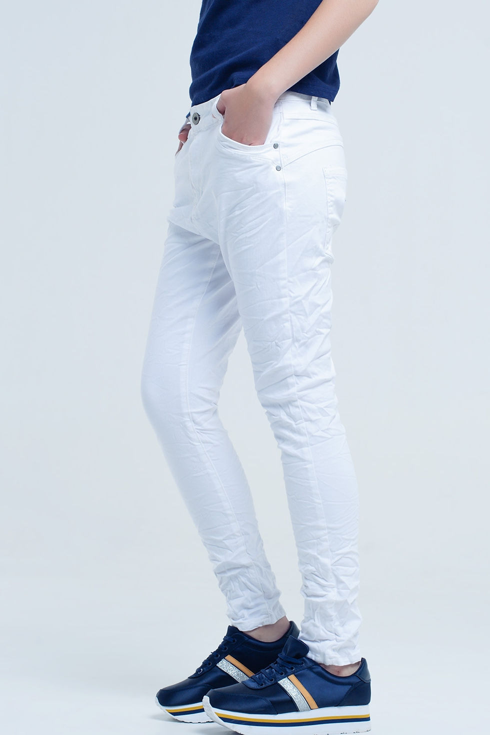 Thumbnail: Crumpled White Jeans With Pockets
