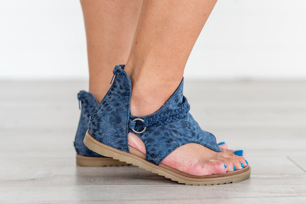 Thumbnail: Sariah Leopard Print Sandals -Blue
