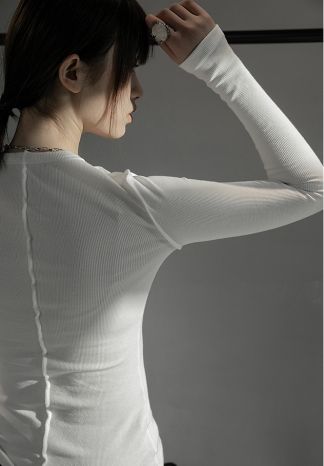 Thumbnail: Hoshiko O-Neck Long Sleeve Shirt - White