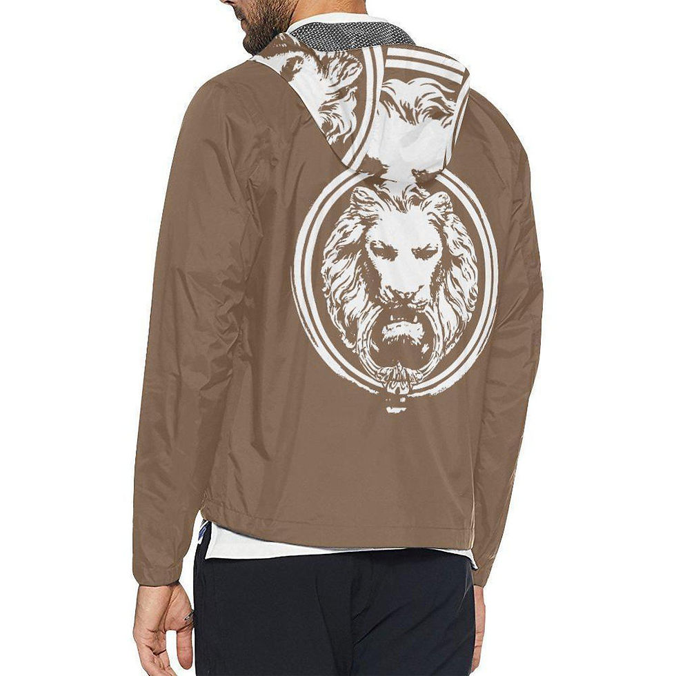 Thumbnail: Mens Wind Breaker Brown Back Lion