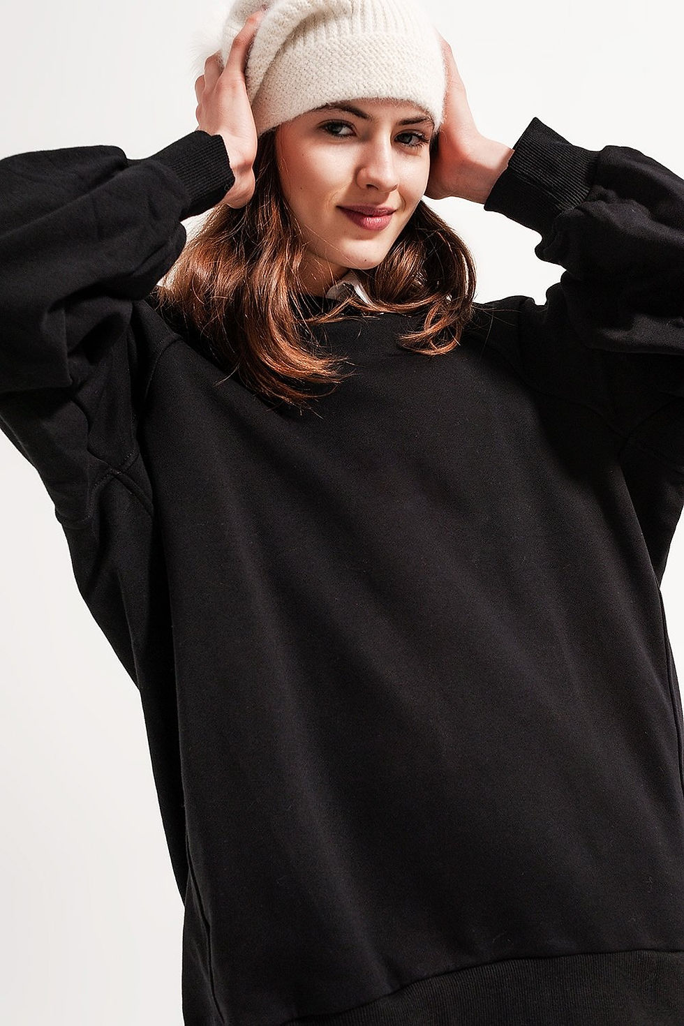 Thumbnail: Super Oversized Sweatshirt With Seam Detail in Black