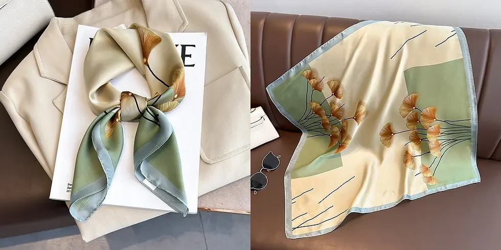Thumbnail: Luxury Floral Print Silk Square Scarf Women Soft Satin Kerchief Hairband