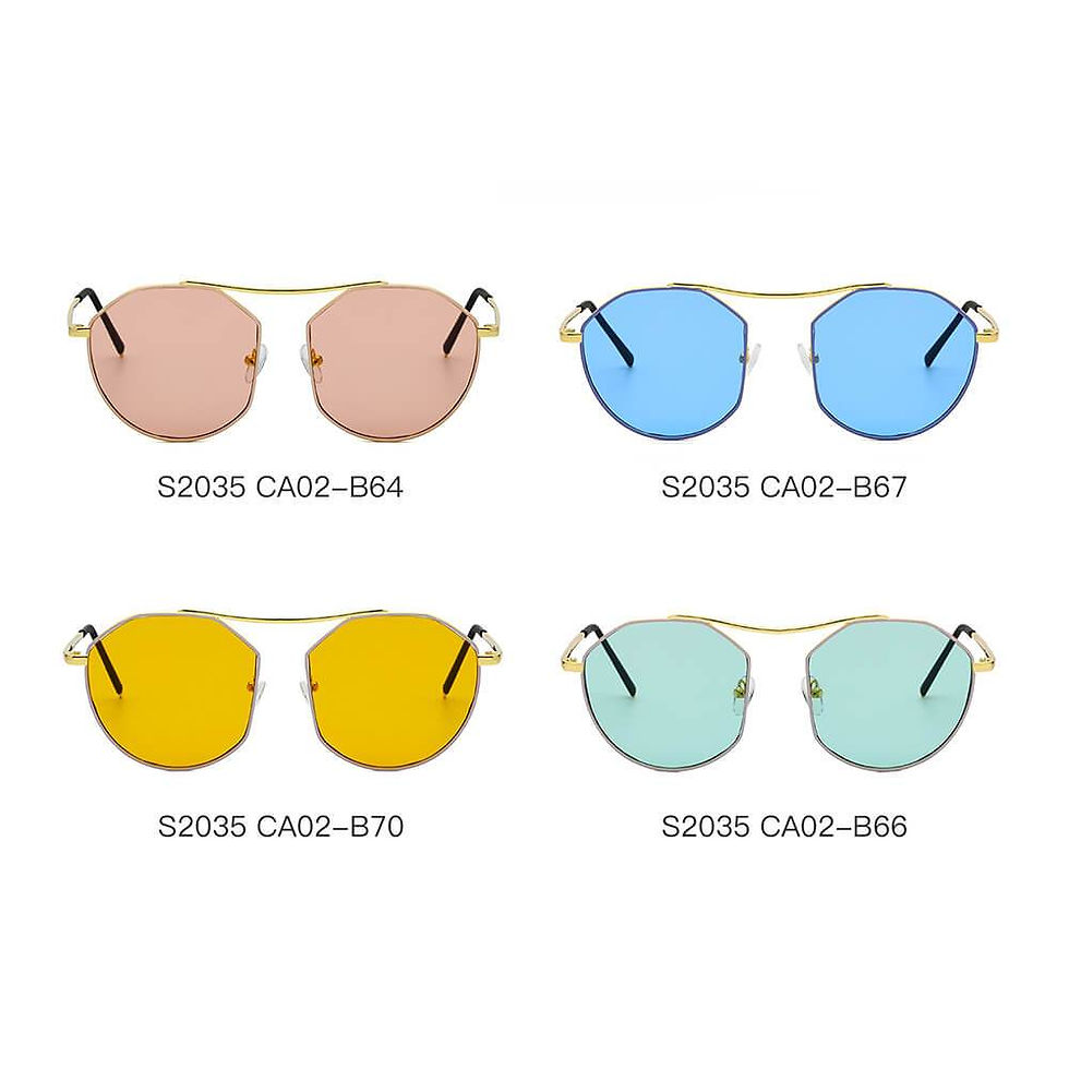Thumbnail: CHOCTAW - Round Tinted Geometric Brow-Bar Fashion Sunglasses