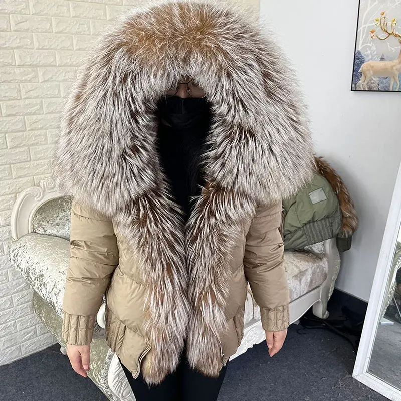 Thumbnail: MAOMAOKONG 2026 Winter Women Warm White Duck Down Jacket Natural Real Fox Fur