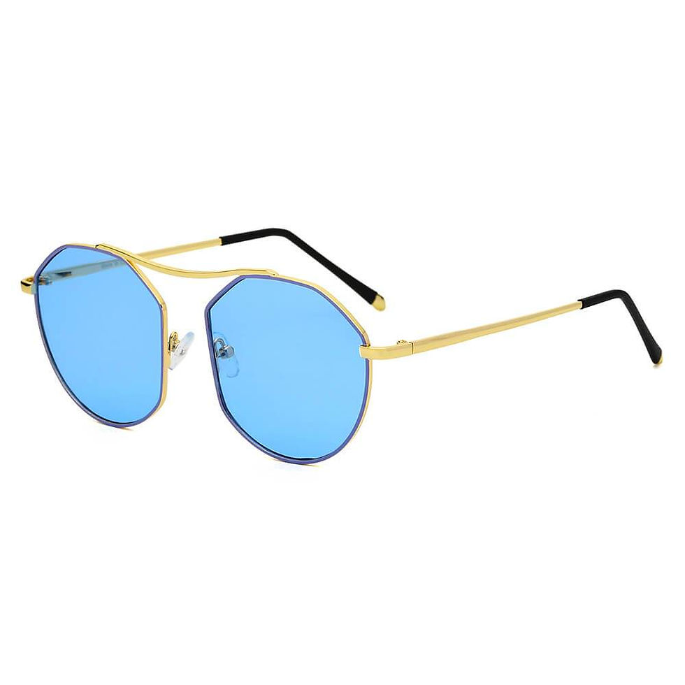Thumbnail: CHOCTAW - Round Tinted Geometric Brow-Bar Fashion Sunglasses