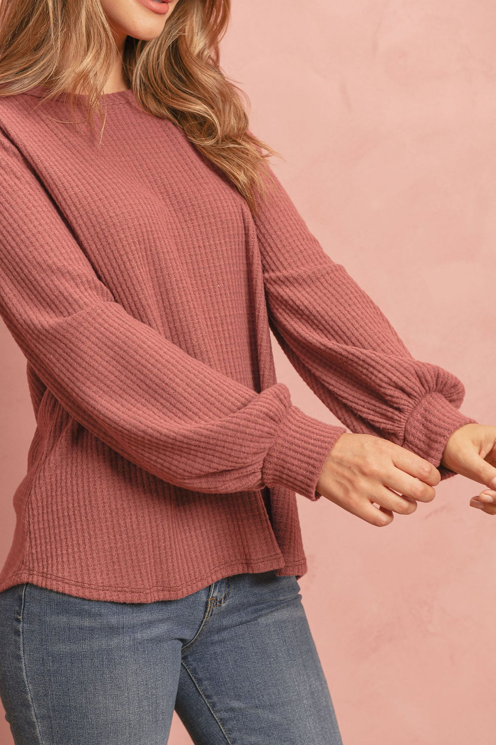 Thumbnail: Puff Sleeved Waffle Top