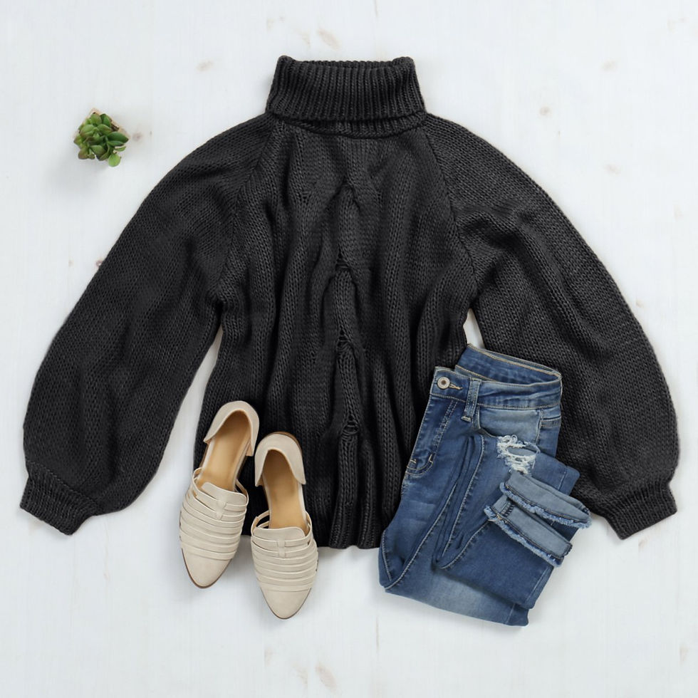 Thumbnail: Chunky Cable Knit Turtleneck Sweater