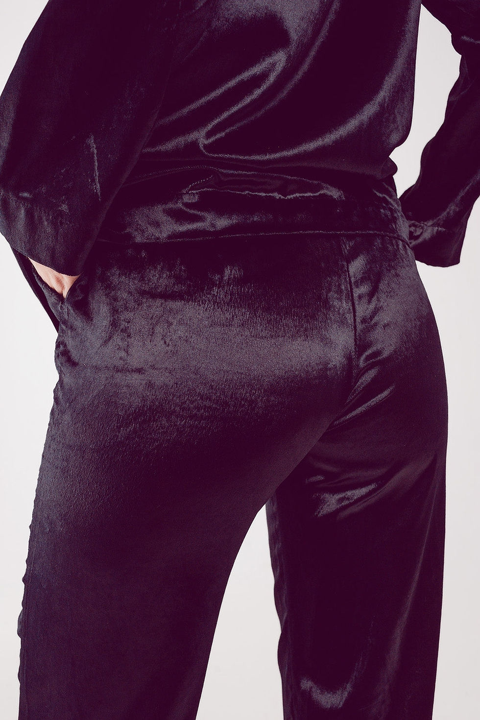 Thumbnail: Straight Leg Velvet Pants in Black