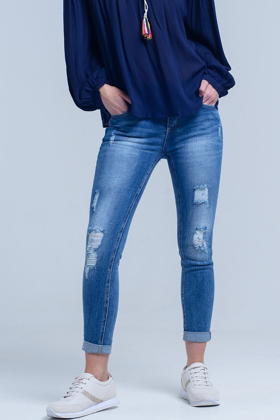 Thumbnail: Distressed Ripped Skinny Jean