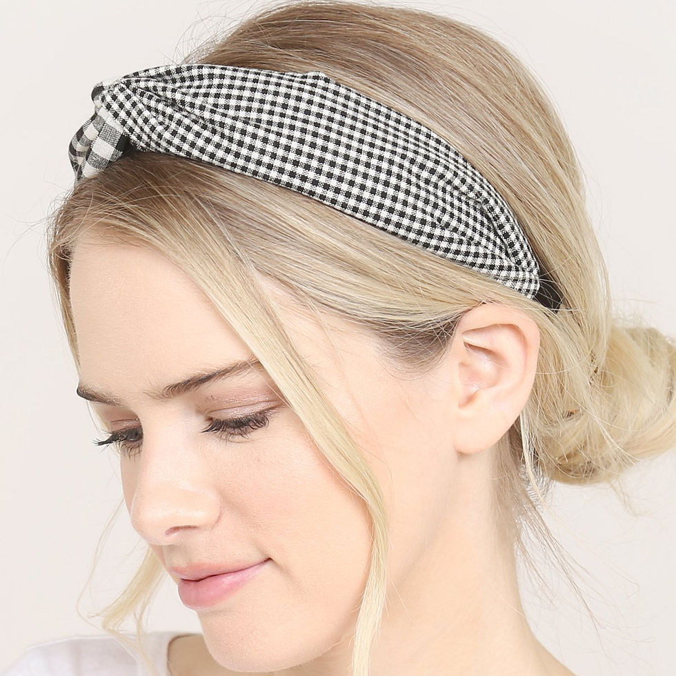 Thumbnail: Hdh2367 - Plaid Knotted Fabric Coated Hair Band