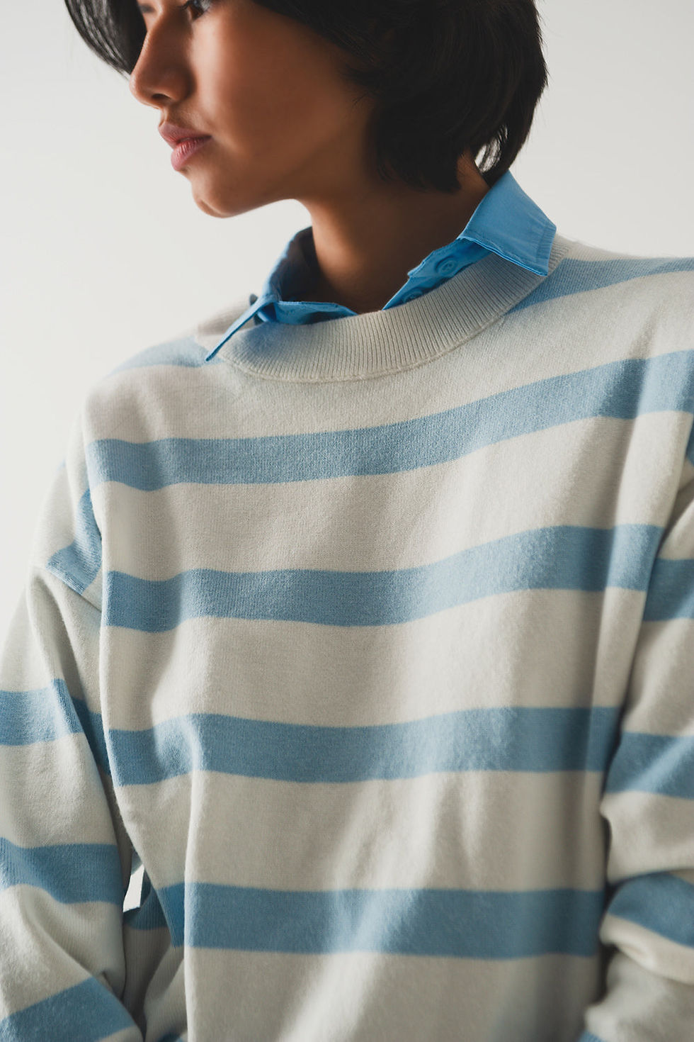 Thumbnail: Long Blue Striped Sweater