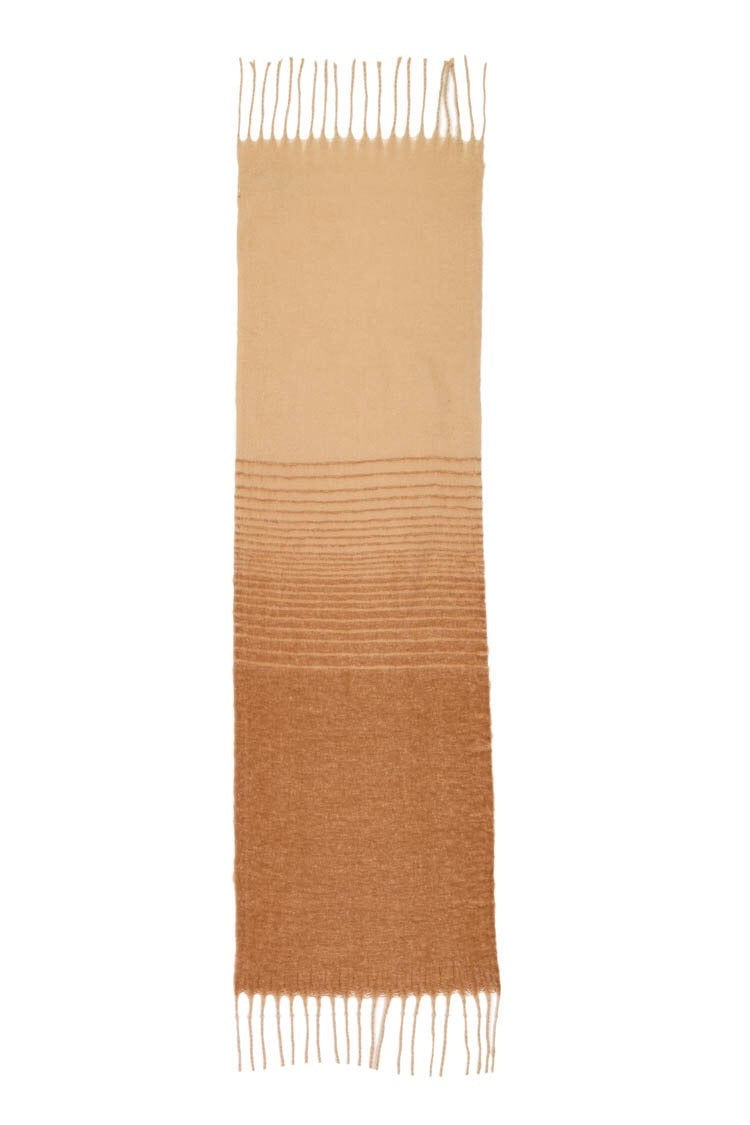 Thumbnail: Fringed Striped Scarf in Beige