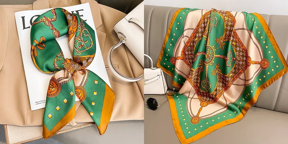 Thumbnail: Luxury Floral Print Silk Square Scarf Women Soft Satin Kerchief Hairband