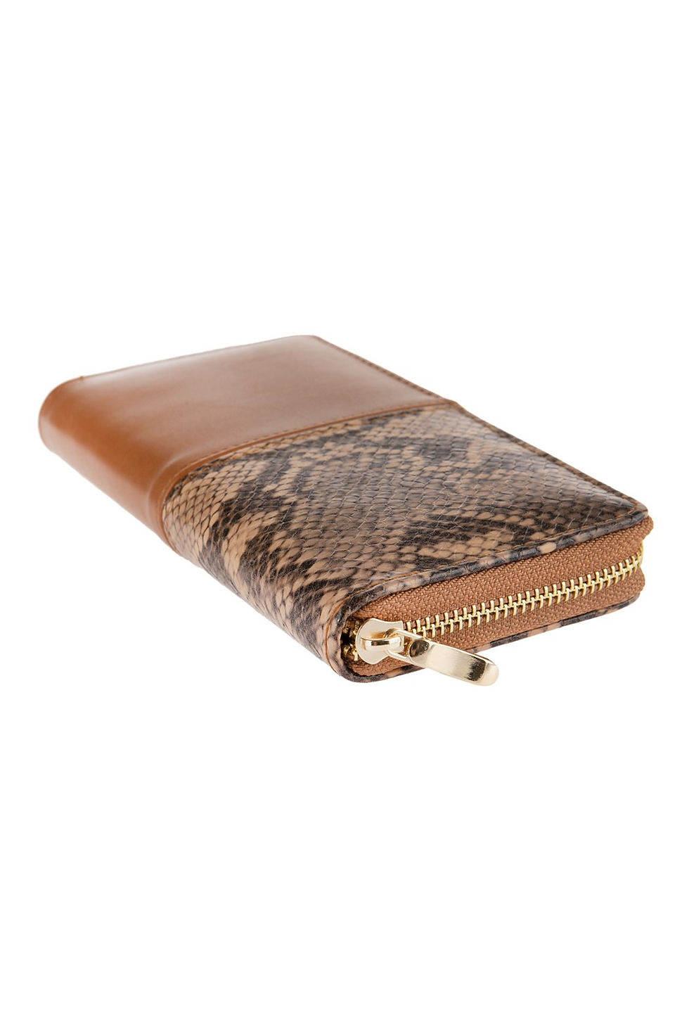 Thumbnail: Hdg2682 -Half Printed Snake Skin Single Zipper Leather Wallet