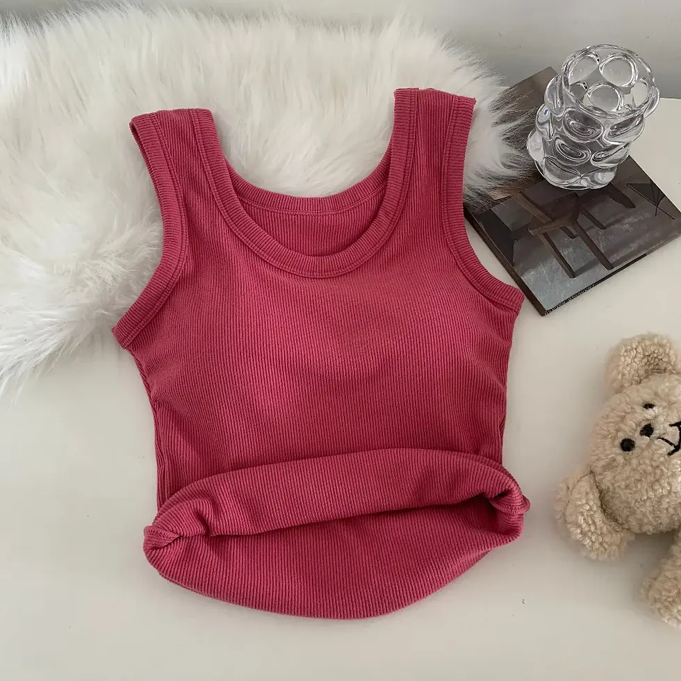 Thumbnail: 68683 Sleeveless Brushed Thickened Thermal Vest With Chest Pad Bottoming Top