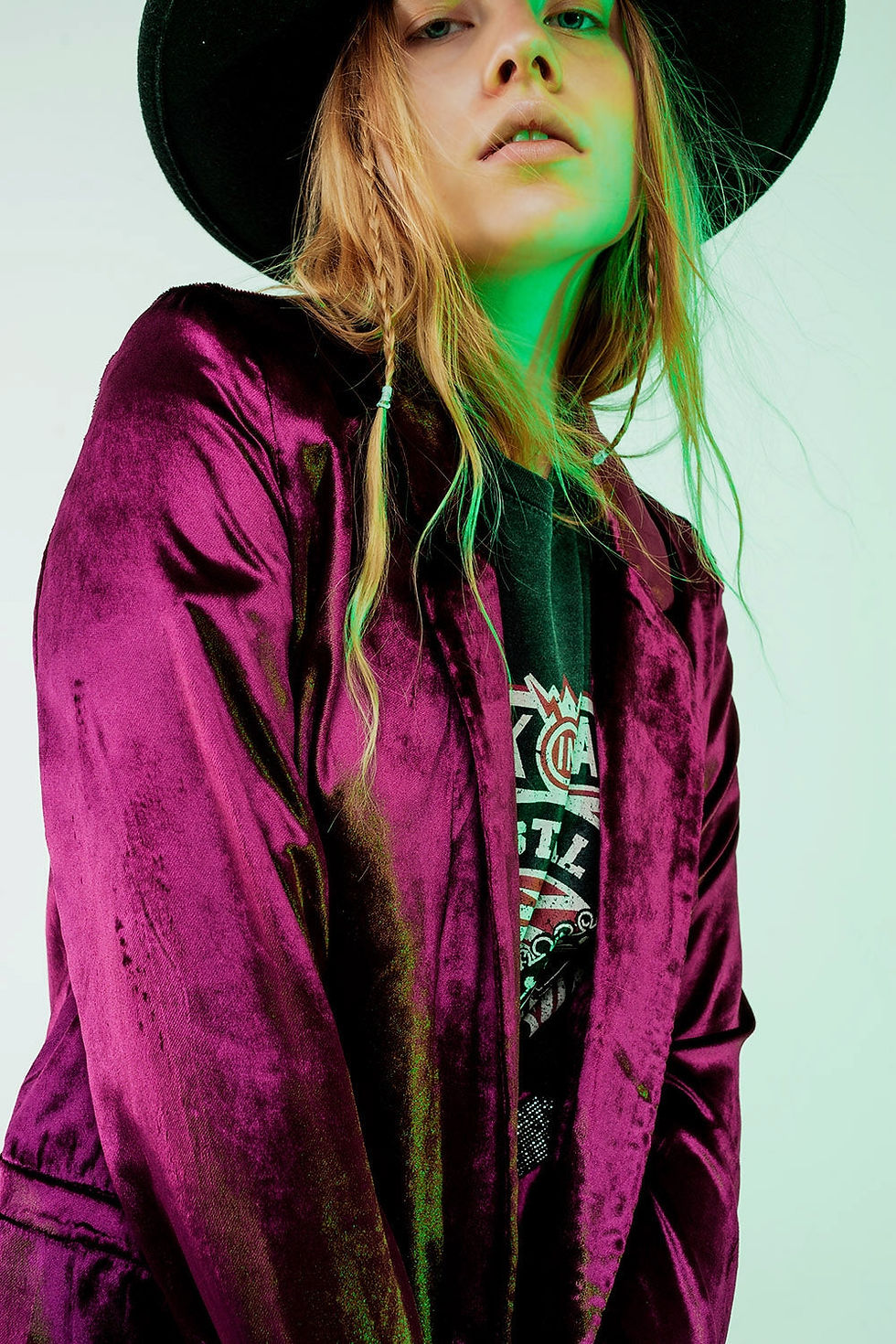 Thumbnail: Purple Velvet Oversized Blazer