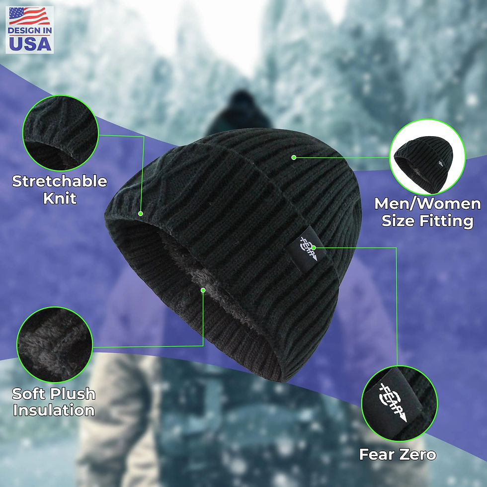 Thumbnail: Fear0 NJ Warmest Watch Cap Black Plush Insulated Tactical Beanie Hat