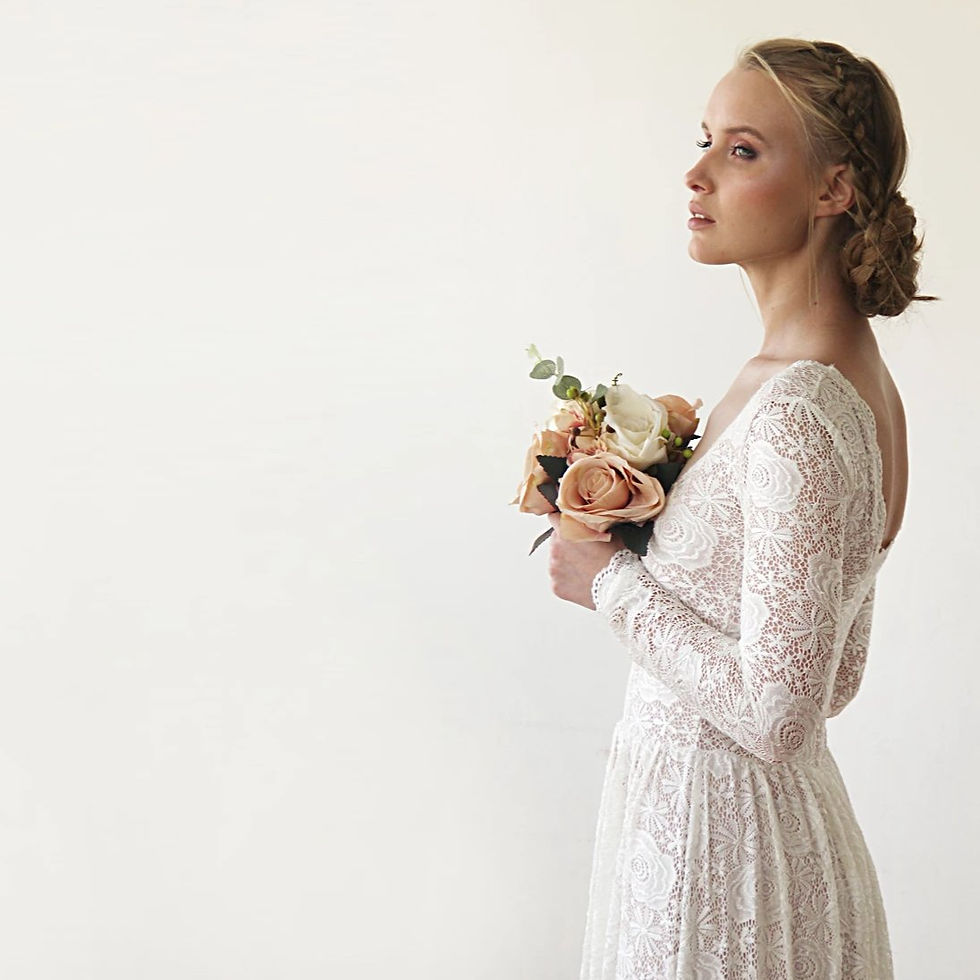 Thumbnail: Square Neckline Wedding Train Dress #1207