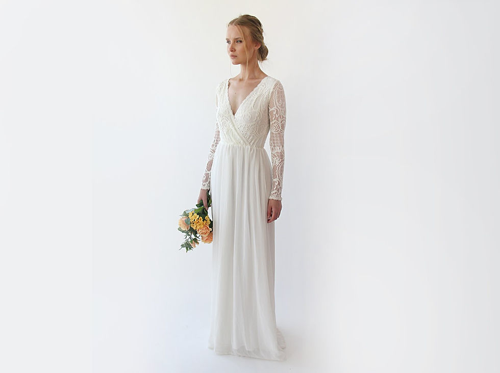 Thumbnail: Wrap Bohemian Lace Wedding Dress #1242