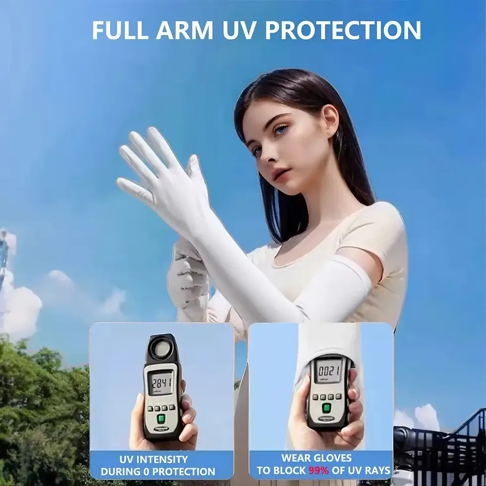 Thumbnail: Men's and Women's Summer UV Resistant Elastic Long Sleeved Sun Protection Gloves
