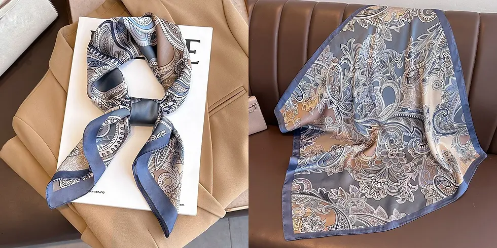 Thumbnail: Luxury Floral Print Silk Square Scarf Women Soft Satin Kerchief Hairband