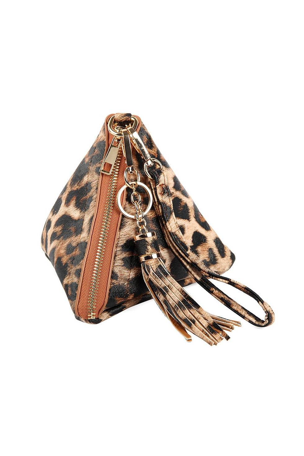 Thumbnail: 7092 - Pyramid Shape Tassel Wristlet Leather Bag