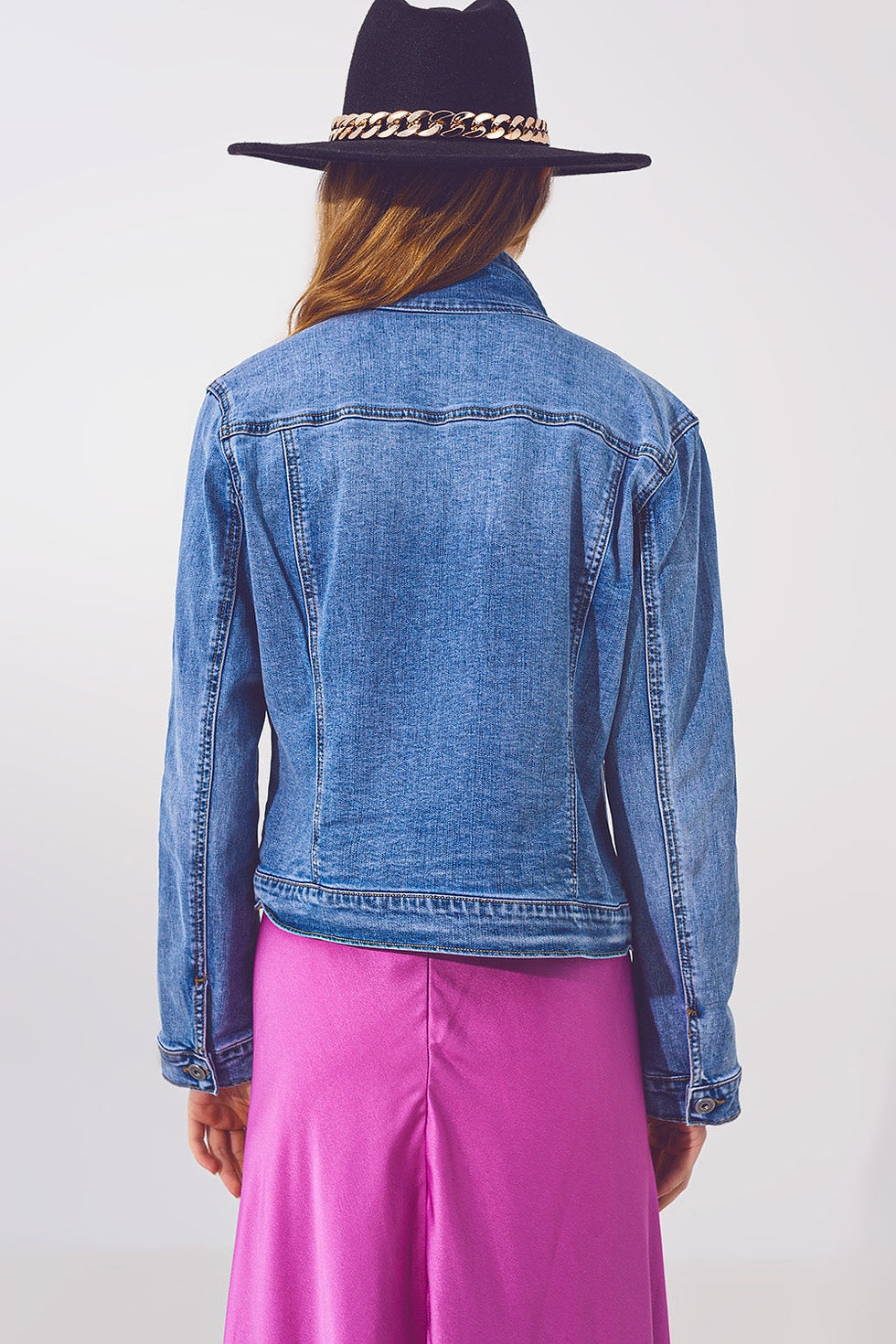 Thumbnail: Denim Jacket in Light Blue Wash With Sequin Detail