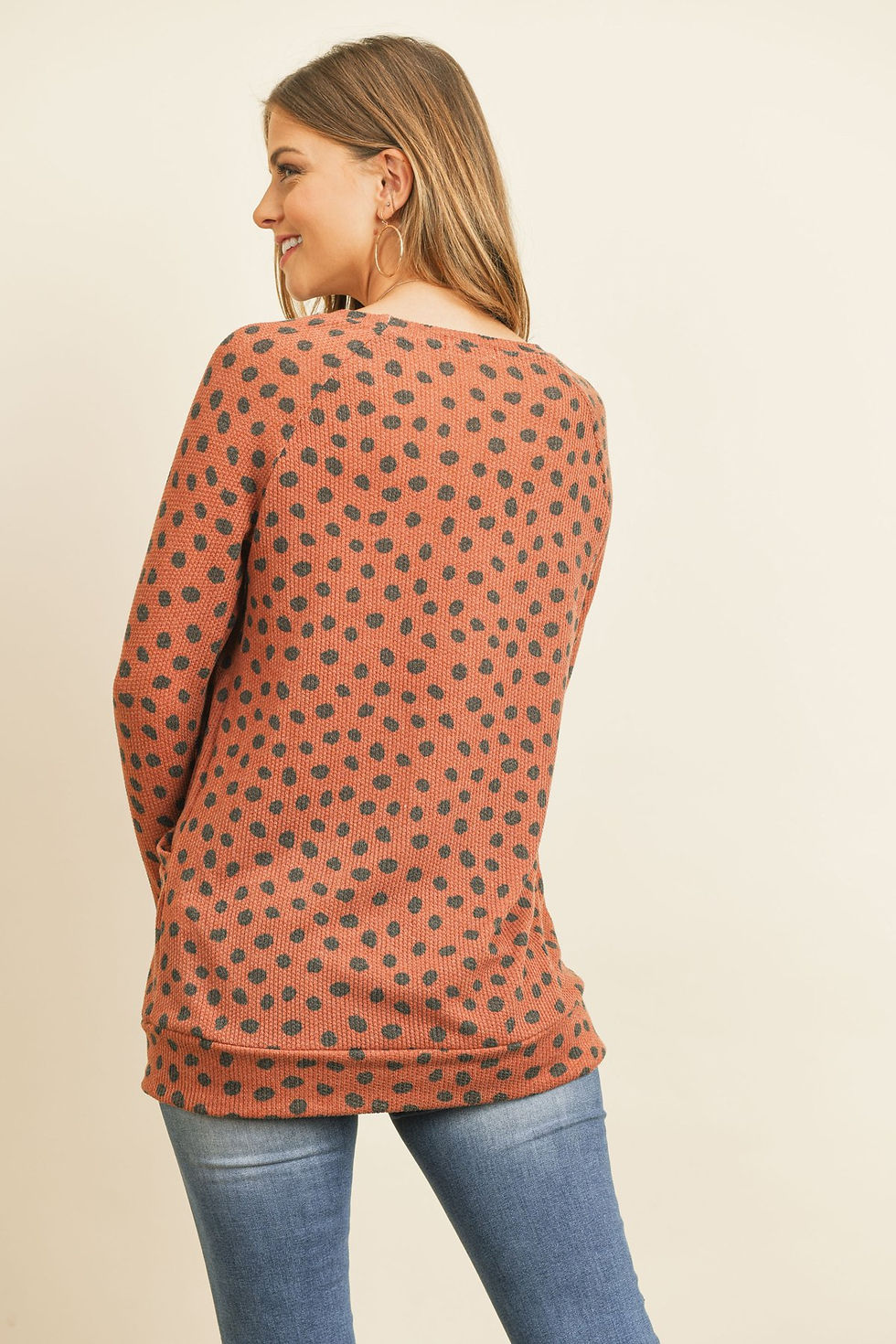 Thumbnail: Animal Print Rib Detail Long Sleeved Pocket Top