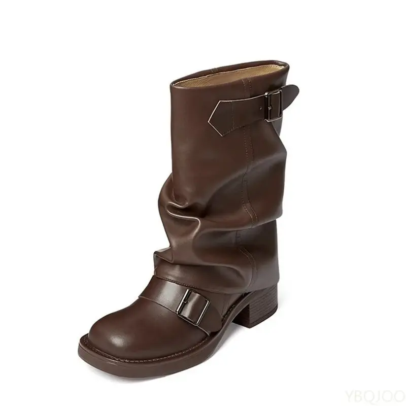 Miniatura: Autumn and Winter Fashion Retro Brown Western Cowboy Boots Women's Boots 2025