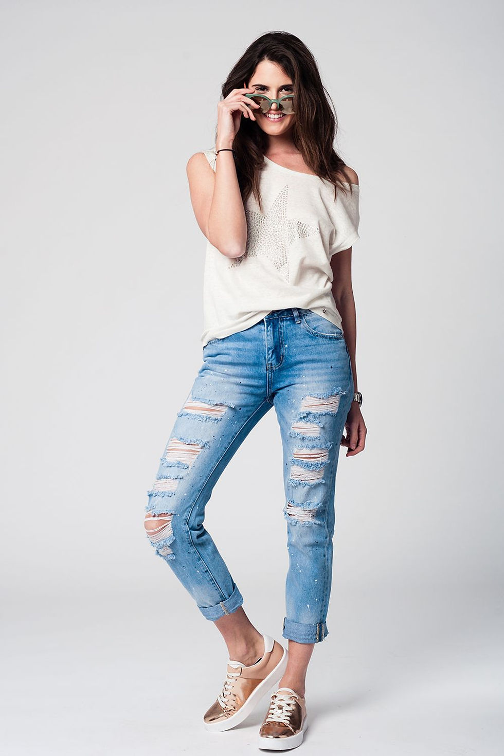 Thumbnail: Mom Jeans With Extreme Rips