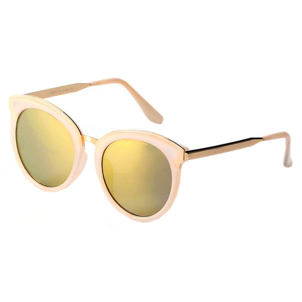 Thumbnail: ELWOOD | Vintage Oversized Round Mirrored Lens Horned Rim Sunglasses